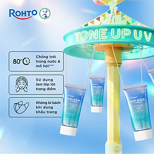Kem chống nắng nâng tông Skin Aqua Tone up Blue cho da vàng có khuyết điểm đỏ, dạng sữa Sunplay Skin Aqua Tone Up UV Milk Blue SPF 50+ PA++++ 50g
