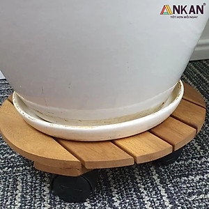 Đế Lót Chậu Cây Có Bánh Xe Thương Hiệu ANKAN, Đế Để Chậu Cây, Có Bánh Xe, Mặt Tròn Bằng Gỗ Tràm, Màu Vàng Đường Kính 30 Cm, Tải Trọng 80kg - Dễ Dàng Đẩy Cây Ra Ngoài Phơi Nắng, Dọn Dẹp Sân Vườn Khi Trời Mưa