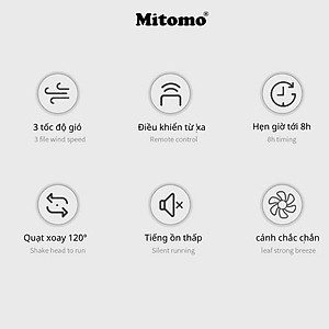 Quạt Cây Đứng Mitomo FCE-60 có điều khiển từ xa, hẹn giờ hàng chính hãng
