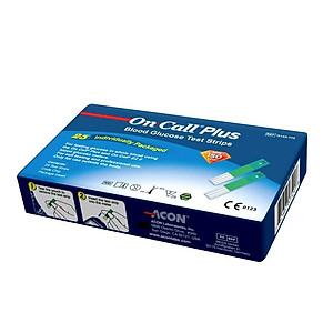 Hộp 50 que thử đường huyết On Call Plus, mỗi hộp 2 lọ 25 que thử chính hãng ACON