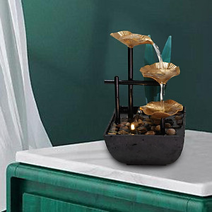 Relaxation Tabletop Water Fountain Indoor Garden Zen Desktop Waterfall Decor