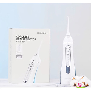 Máy Tăm Nước Không Dây LocknLock Cordless Oral Irrigator màu xanh ENR156BLU, Hàng chính hãng, 4 chế độ làm sạch- JoyMall