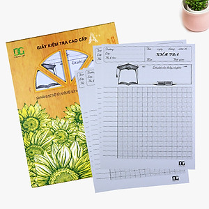 Giấy kiểm tra kẻ 4 ô ly viết êm chống lem chống lóa, kẻ sẵn bảng điểm lời phê tiện lợi cho học sinh, 15 tờ đôi GKT03 Green Art - Hàng chính hãng
