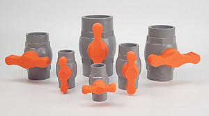 Van uPVC thân đúc bi nhưa ABS 21, 27, 34, 42, 49, 60mm Eurolife EL-VN (tay cam)