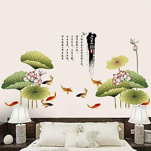 Decal dán tường kết hợp Bụi Tre và  Sen AM9104+0779C