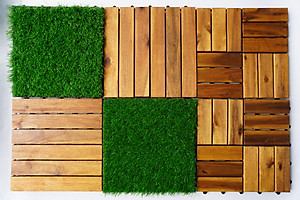 Vỉ Cỏ Nhân Tạo Thương Hiệu ANKAN, Kết Hợp Với Vỉ Gỗ Lót Sàn Để Lót Ban Công, Sân Vườn, Phòng Tập Gym, Khu Resort, Cỏ Nhân Tạo Loại Tốt, An Toàn Cho Trẻ Nhỏ, Hàng Xuất Khẩu