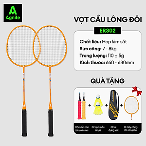 [RẺ NHẤT MALL] Bộ 2 vợt cầu lông giá rẻ chính hãng Agnite, bền, nhẹ, tặng kèm túi vợt và quả cầu lông - ER301/ER302
