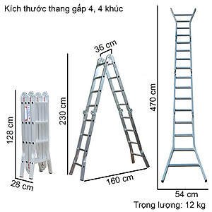 Thang nhôm gấp 4 khúc Nikita Nik44 chân thẳng