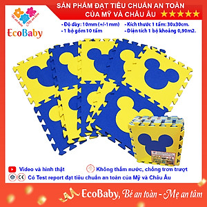 Bộ 10 tấm Thảm xốp cho bé ECOBABY, thảm xốp đạt tiêu chuẩn Mỹ và Châu Âu, độ dày khoảng 1cm, kích thước 1 tấm 30x30cm - Mickey