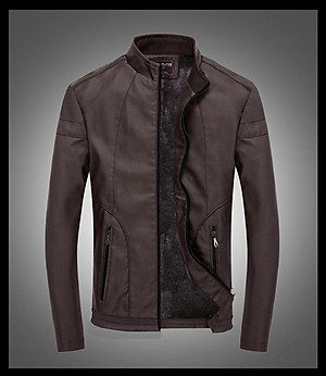 ÁO KHOÁC DA NAM LÓT LÔNG SITAKI - AD14 NÂU