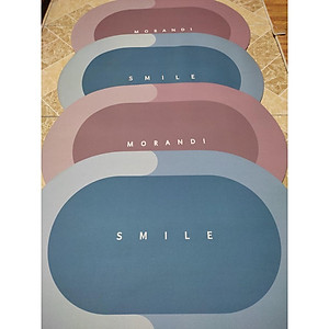 Thảm lau chân Silicon Hình Elip lót cửa chùi chân, siêu thấm hút, chống trượt cho phòng tắm (60x40cm)