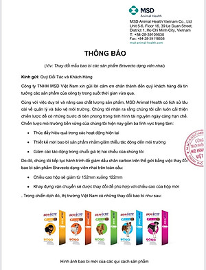 Bravecto diệt ghẻ, ve rận, bọ chét (chó 2 - 4,5kg)