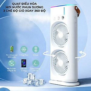 Quạt hơi nước tích điện Half Horse, xoay 180 độ , pin 4000 mah. Trợ thủ đắc lực cho mùa hè nóng nực