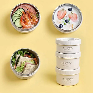 Set 3 Hộp Đựng Cơm Giữ Nhiệt Hộp Đựng Cơm Văn Phòng Chất Liệu Inox 304 Có Kèm Phụ Kiện Thìa Và Đũa
