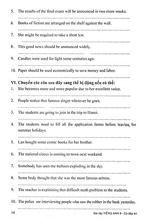 Sách Bài Tập Tiếng Anh Lớp 9 ( Có Đáp Án )