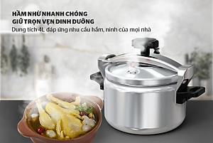 Nồi áp suất Sunhouse SHG9900-04, SHG9900-05, SHG9900-06, Dung tích 4L, 5L, 6L, Chất liệu nhôm nguyên chất bền bỉ, Sử dụng trên bếp gas và bếp hồng ngoại, không dùng được bếp từ - Hàng chính hãng