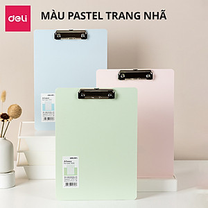Bìa trình ký nhựa A4 Deli đơn, Bìa kẹp nhựa giấy, tài liệu, kẹp hồ sơ A4 một mặt, màu pastel học sinh văn phòng