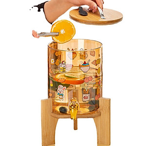 Bình Trà, Bình Đựng Nước Thủy Tinh Stiker Cao Cấp 2.5L và 3.5L Có Vòi, Có Nắp Đậy + Tặng Kèm Kệ Gỗ - Bình Pha trà, Nước Trái Cây- HÀNG CHÍNH HÃNG MINIIN