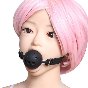 Open Breathable Leather Paly Buckle Belt Silicon Mouth Gag for Women