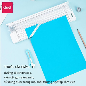 Bàn cắt giấy khổ A4 mini Deli tiện lợi - cắt được giấy 300gsm - có thể điều chỉnh kích thước - an toàn khi sử dụng - 14251