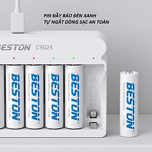 Bộ Sạc pin AA AAA 8 khe Beston C9024, có tính năng sạc nhanh, tự ngắt khi đầy, đèn báo thông minh, dùng cho micro, remote, đồ chơi, thiết bị điện tử - Hàng nhập khẩu