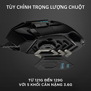 Chuột game hiệu suất cao Logitech G502 Hero - Cảm biến Hero 25k, RGB Lightsync, 11 nút lập trình, điều chỉnh trọng lượng, PC -Hàng Chính Hãng