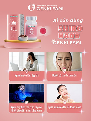 Viên Uống Trắng Da, Ngăn Ngừa Sạm Nám Từ Thiên Nhiên Shiro Hada Genki Fami Nhật Bản