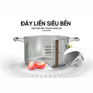 Bộ Nồi Chảo Inox 304 Đáy Liền Sunhouse SHG808