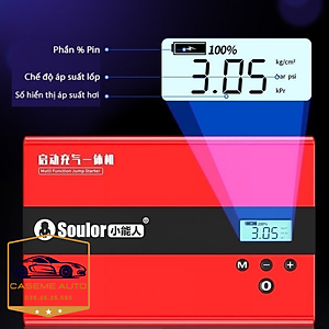 Kích Bình Ô Tô, Bộ Kích Ắc Quy Ô Tô Đa Năng 4IN1 Soulor Kích Điện Ô Tô, Bơm Lốp Ô Tô, Sạc Dự Phòng, Đèn Pin - Hàng Nhập Khẩu