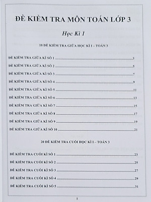 Combo Sách - Đề kiểm tra Toán 3 học kì I + II