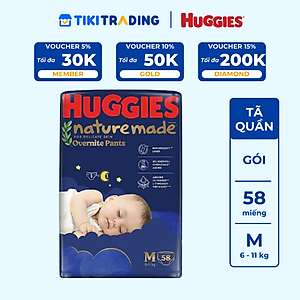 Tã quần Huggies Naturemade ban đêm M 58 miếng