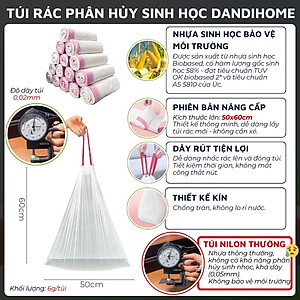 Túi rác, túi đựng rác tự hủy sinh học DandiHome có dây rút, túi rác không gây hại cho môi trường