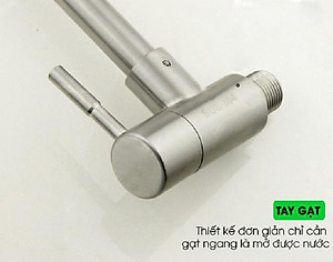 Vòi nước rửa chén bát Inox 304 Cắm Tường Cần mềm - Bát sen 1 Đường Nước (bảo hành 12 tháng)