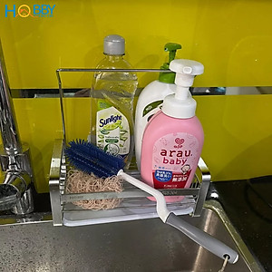 Kệ đựng đồ dùng rửa chén có treo khăn dán tường Hobby home decor KRC4