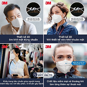 Khẩu Trang 3M KF94 9013 | 3M KN95 9513 Đạt Chuẩn FDA Lọc >95% Bụi Mịn PM2.5 Nhập Khẩu Hàn Quốc - Hàng Chính Hãng 3M - Khẩu Trang Y Tế Chuẩn 3D Mask, Thiết Kế Thoải Mái Khi Đeo
