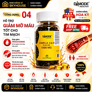 Viên uống hỗ trợ tim mạch OMEGA 369 DAMODE lọ 60 viên hỗ trợ tăng cường trí não chính hãng Hoa Kỳ 