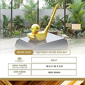 Gậy golf và giá cắm bút mạ vàng 24K: Quà tặng độc đáo cho sếp, đối tác yêu thích thể thao golf, quà tặng giải thi đấu golf