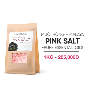 Muối tắm dưỡng ẩm, loại bỏ tế bào chết trên da Lá House Himalaya Pink Salt 1kg
