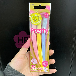 Dao Cạo Lông Mày Cán Dài Kai Pretty 01628-GA0053 (Set 3 cây)