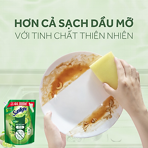 Túi Nước Rửa Chén Sunlight Bio-care Thiên Nhiên 100% Gốc Thực Vật Hương Matcha Trà Nhật 3.3KG
