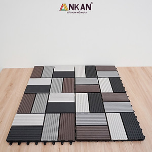 Vỉ Nhựa Lót Sàn Cao Cấp Thương Hiệu ANKAN Bốn Màu Đan Xen, Vỉ Gỗ Nhựa Ngoài Trời, Vỉ Nhựa Lót Sàn Ban Công, Lót Sàn Nhà, Trang Trí Sân Vườn, Lót Sàn Nhà Tắm, Trang Trí Hồ Bơi, Tiệm Spa, (1 vỉ)