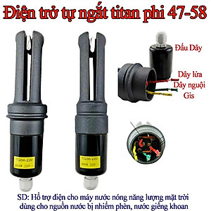Điện trở tự ngắt phi 47 và 58 Titan - 2000W dùng cho máy nước nóng năng lượng mặt trời | Hàng chính hãng