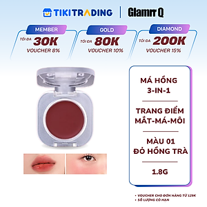 [MỚI] Má Hồng Kem Đa Năng 3-in-1 Trang Điểm Má Mắt Môi Mịn Lì Dễ Tán Bền Màu Glamrr Q Mellow Touch Lip Cheek Pot (1.8g) màu 01