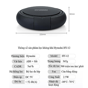 Máy khử mùi, lọc không khí Hyundai trong ô tô HY-12