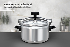 Nồi áp suất Sunhouse SHG9900-04, SHG9900-05, SHG9900-06, Dung tích 4L, 5L, 6L, Chất liệu nhôm nguyên chất bền bỉ, Sử dụng trên bếp gas và bếp hồng ngoại, không dùng được bếp từ - Hàng chính hãng