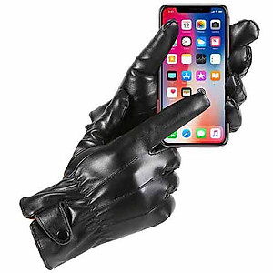 Bao tay nam da cao cấp cảm ứng Smartphone lót lông giữ ấm mùa đông