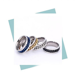 Nhẫn inox phối xích xoay nam nữ nhiều màu cao cấp thời trang thép không gỉ trangsucpt khui bia