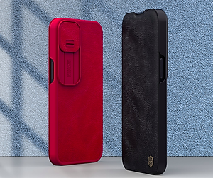 Bao da dành cho iPhone 13/ 13 Pro/ 13 Pro Max hàng chính hãng Nillkin QIN có nắp trượt bảo vệ camera - Hàng nhập khẩu