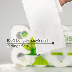 Giấy vệ sinh giấy cuộn cao cấp Ecotissue 3 lớp lốc 10 cuộn có lõi/không lõi cao cấp mềm dai tự nhiên