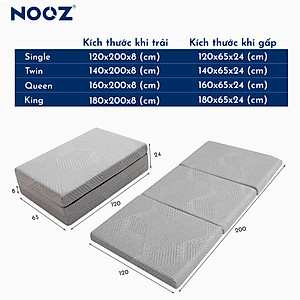 Nệm Foam Gấp Ba NOOZ Home Goods Mattress Tiêu Chuẩn CertiPUR-US Ruột Đệm Cao Su Non Gấp Gọn Tiện Lợi